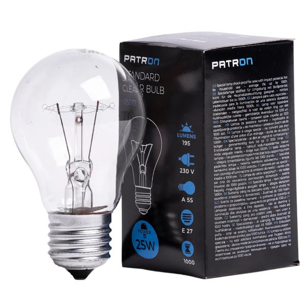 230V 25w A55 Hehkulamppu E27 kirkas PATRON