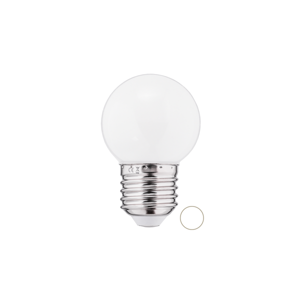 240V 1w 6500K G45 Led lamppu 58lm E27 PC 180 &deg; cold white IP45 THORGEON